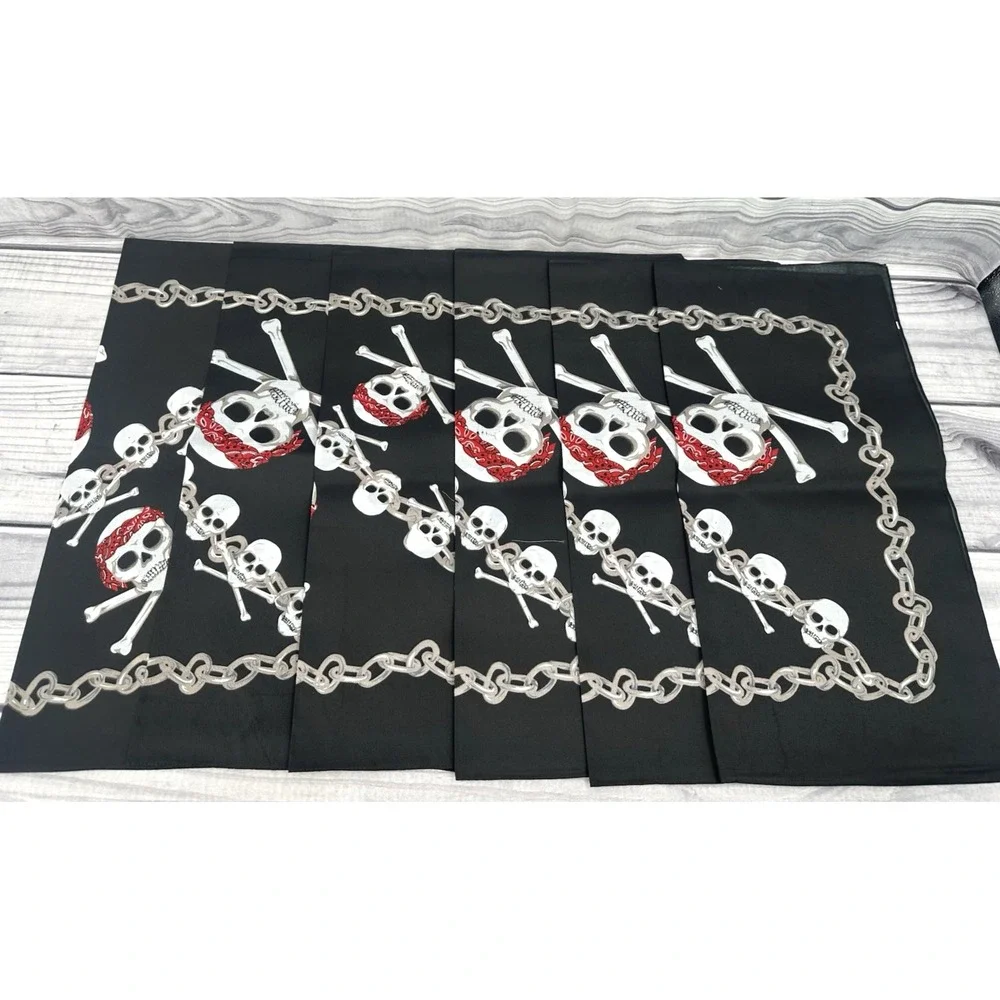 LOT OF 6 VINTAGE 100%‎ COTTON BANDANAS / HANKERCHIEFS-MULTI COLOR-BRAND NEW  *15